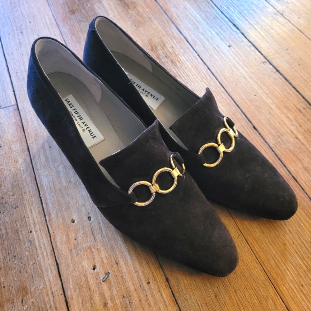 Vintage Saks Fifth Avenue Fenton Last Low Heel All Leather Pump Women's Size 8.5